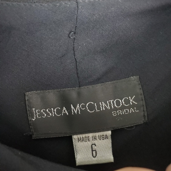 Jessica McClintock Bridal Black Asymmetrical Hem Beaded Strap Dress Vintage 6 - Picture 8 of 12